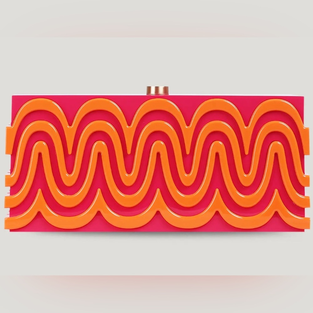 Cult Gaia Yaro Wavy Acrylic Long Clutch Bag